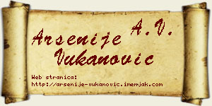 Arsenije Vukanović vizit kartica